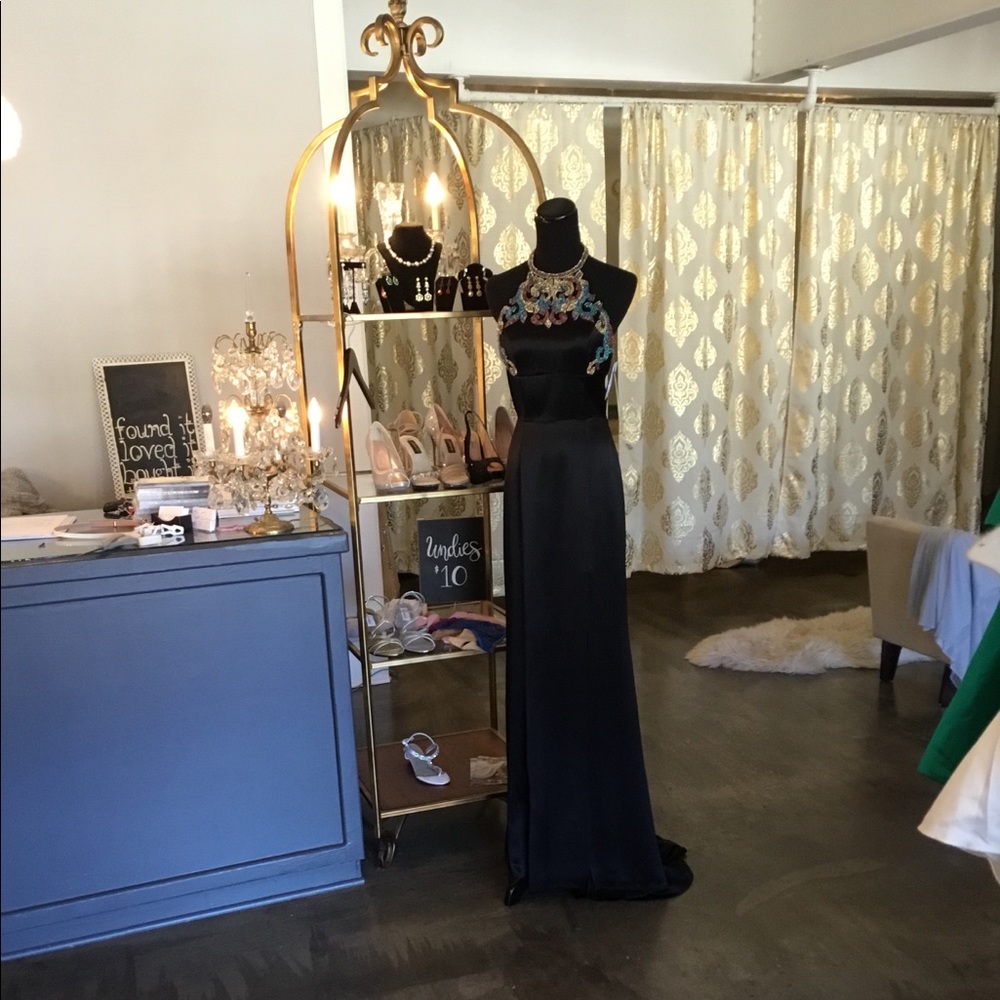 Sherri Hill Black Satin Gown